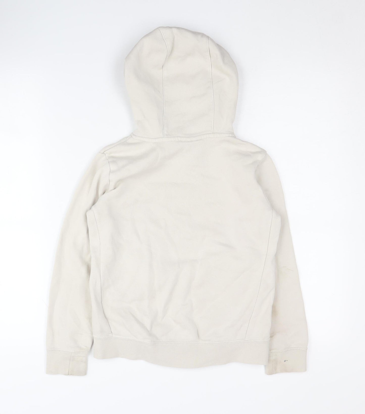 Nike Girls Beige Pullover Hoodie with Pink Logo, Size S