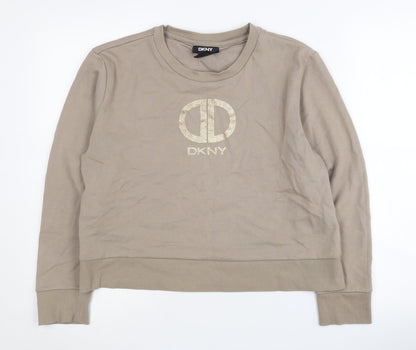 DKNY Women's Beige Logo Sweatshirt Medium