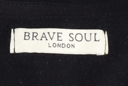 Brave Soul Unisex Black Pullover Hoodie L
