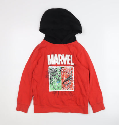 Next Boys Red Marvel Pullover Hoodie 7-8 Years