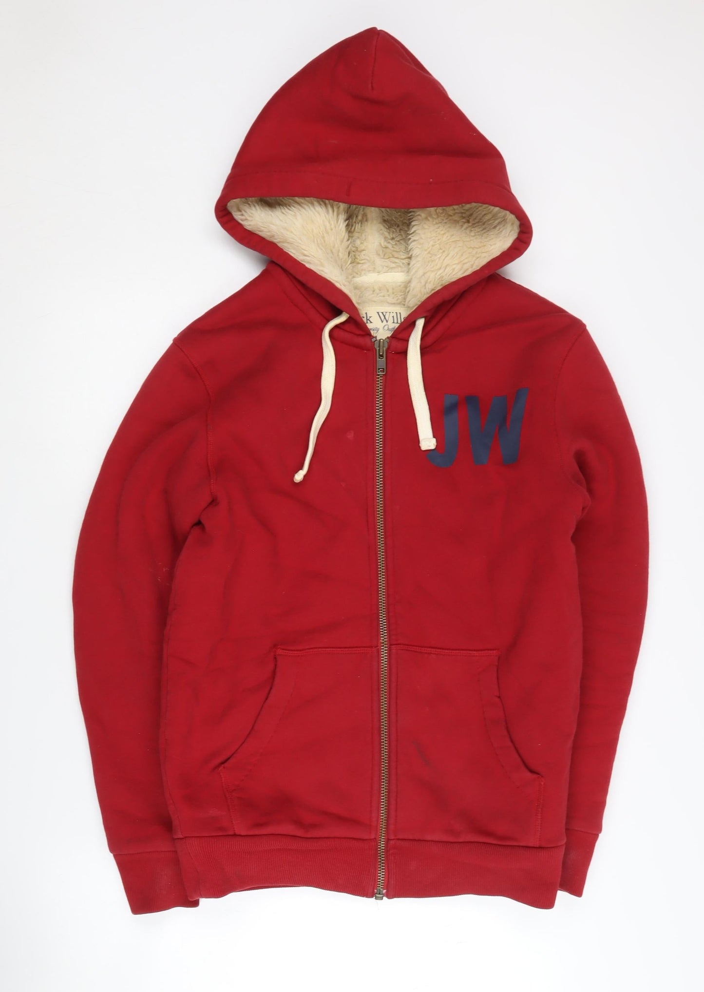 Mens UK Size XS Jack Wills Red Full Zip Hoodie