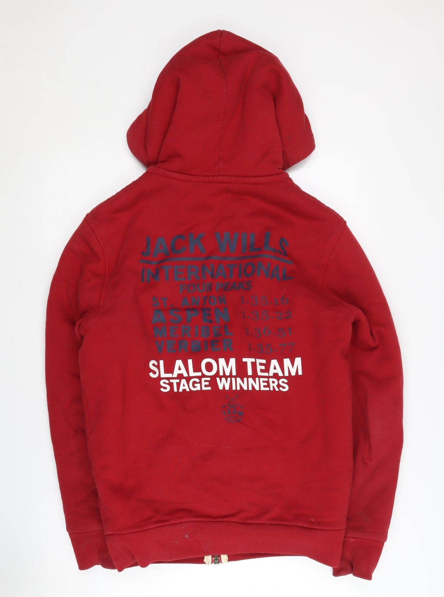 Mens UK Size XS Jack Wills Red Full Zip Hoodie