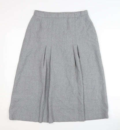 BHS Women's Grey Pleated Midi Skirt Size 14
