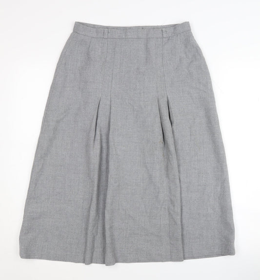BHS Women's Grey Pleated Midi Skirt Size 14
