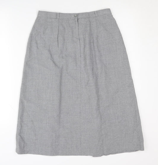 BHS Women's Grey Pleated Midi Skirt Size 14