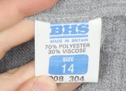 BHS Women's Grey Pleated Midi Skirt Size 14