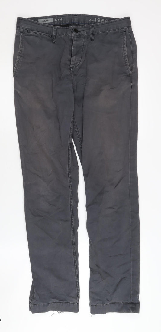 Gap Men's Grey Slim Chino Trousers Size 30