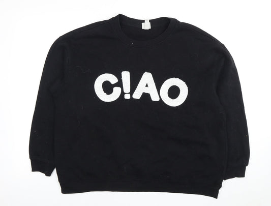 H&M Women’s Black Pullover Sweatshirt Size 12
