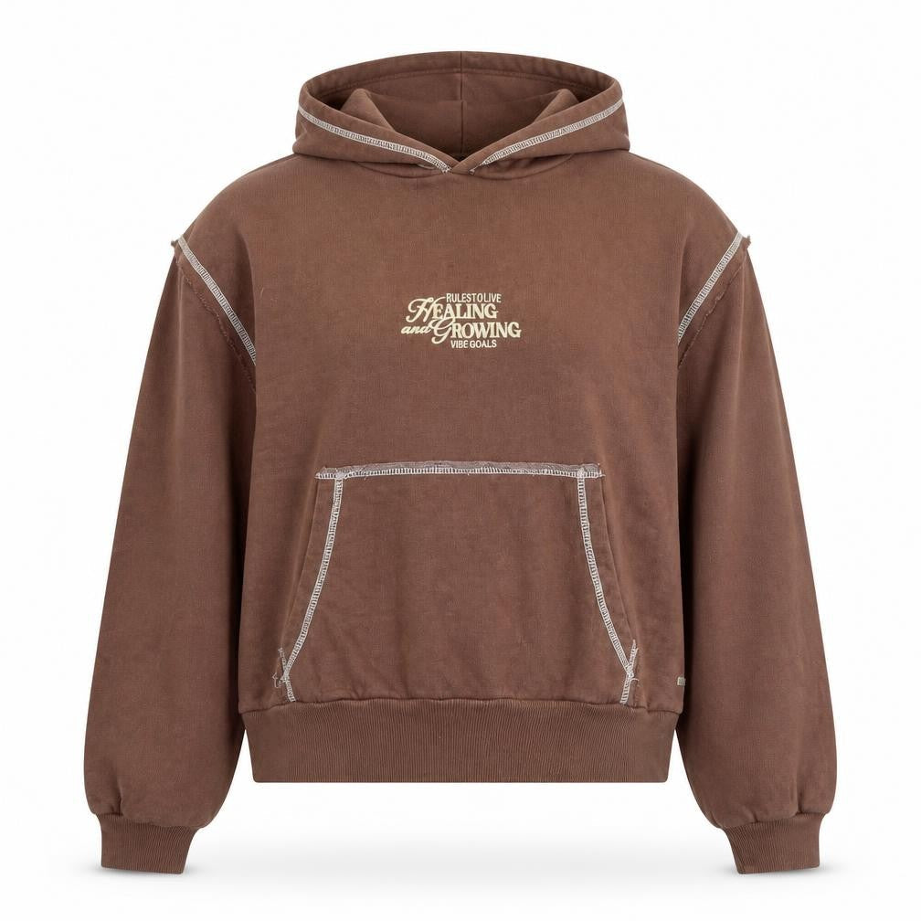 Front view of Pacific Republic Teens Brown Pullover Hoodie M Brown Knit