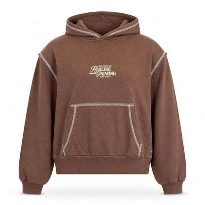 Front view of Pacific Republic Teens Brown Pullover Hoodie M Brown Knit