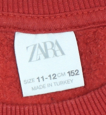 Zara Boys Red Pullover Sweatshirt 11-12 Years Long Sleeve