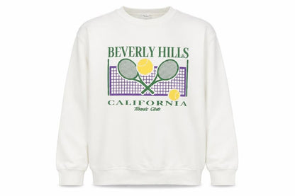 Front view of SPOTTED unisex white m tennis sweatshirt