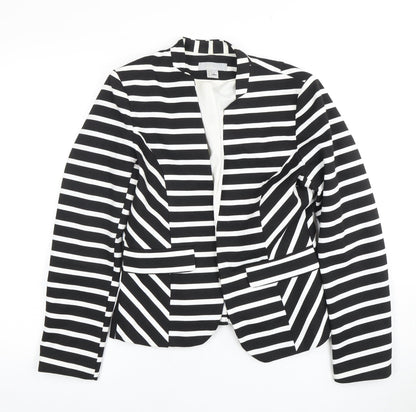 H&M Women's Black Striped Blazer, Size 14, Regular Fit