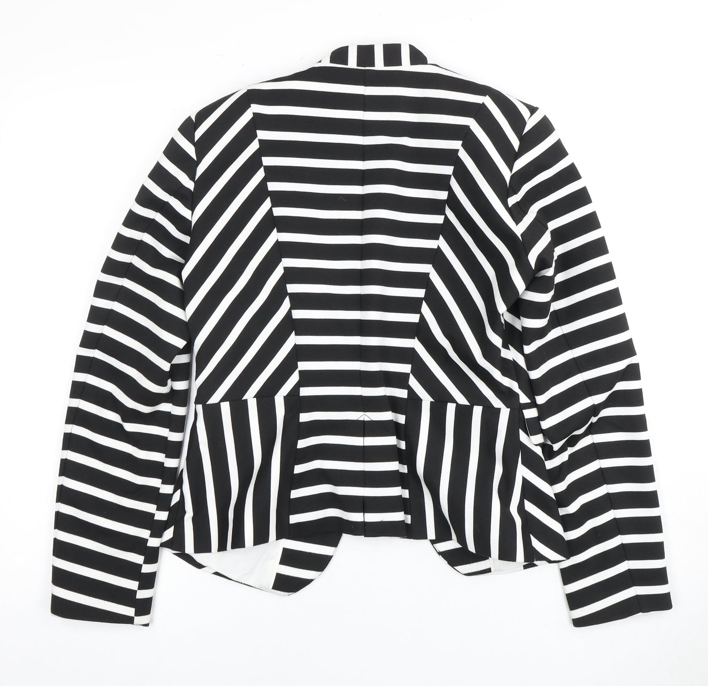 H&M Women's Black Striped Blazer, Size 14, Regular Fit
