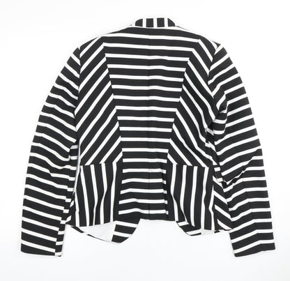 H&M Women's Black Striped Blazer, Size 14, Regular Fit