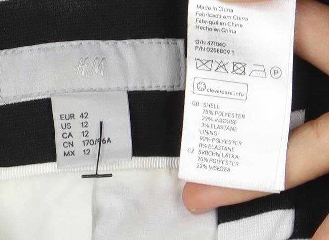 H&M Women's Black Striped Blazer, Size 14, Regular Fit