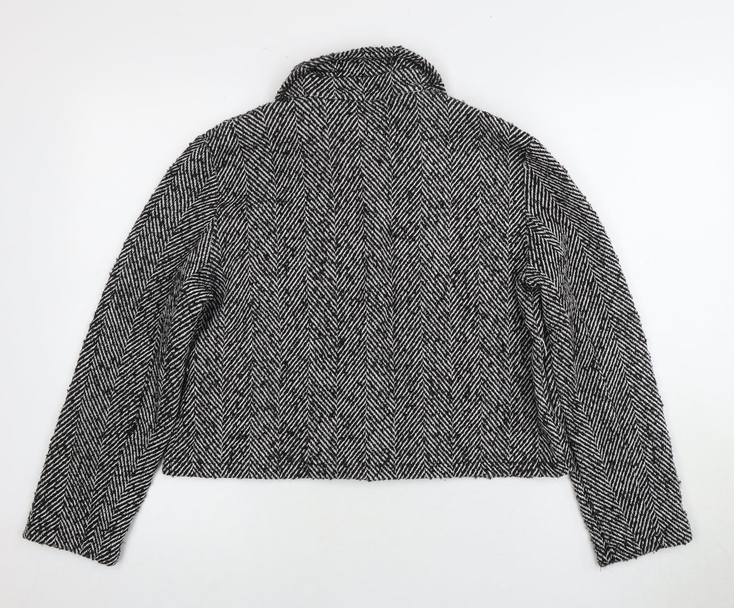 SAIPH Women's Black Cropped Herringbone Jacket