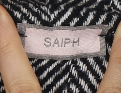 SAIPH Women's Black Cropped Herringbone Jacket
