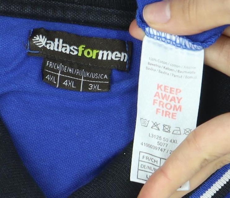 Atlas For Men 4XL Blue Men's Polo Shirt with Logo