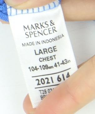 Marks and Spencer Men's Blue Polo Size L