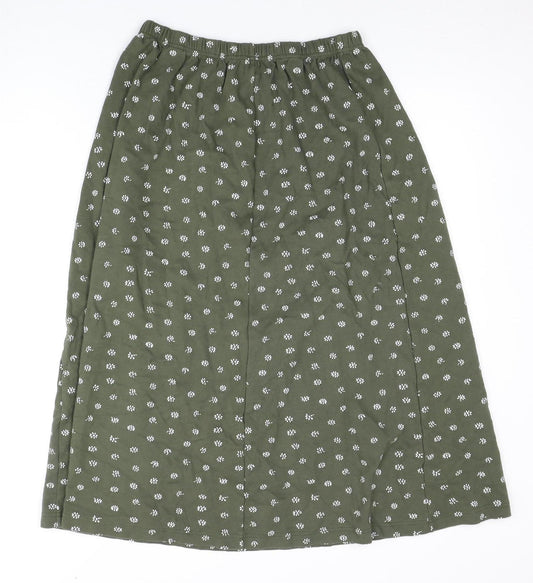 Damart Women's Green Floral Long A-Line Skirt Size 16