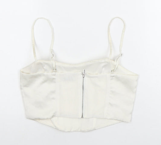 Bershka Women's White Camisole Top Size 12, Sleeveless