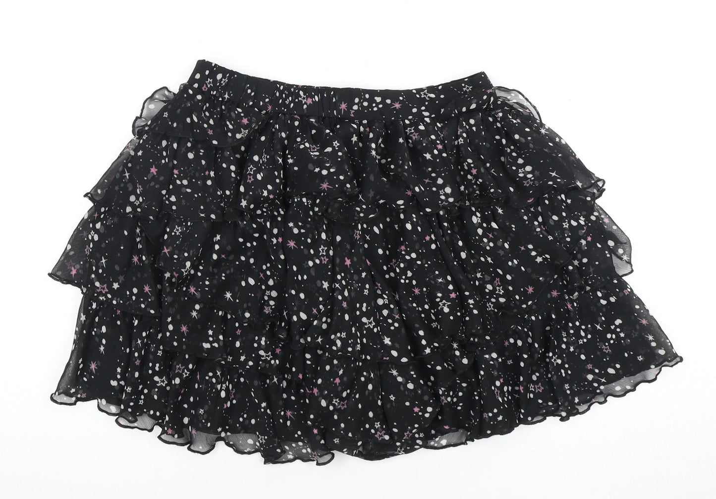 C&A Women's Black Layered Chiffon Skirt, Size 10