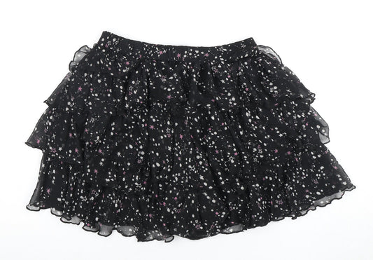 C&A Women's Black Layered Chiffon Skirt, Size 10