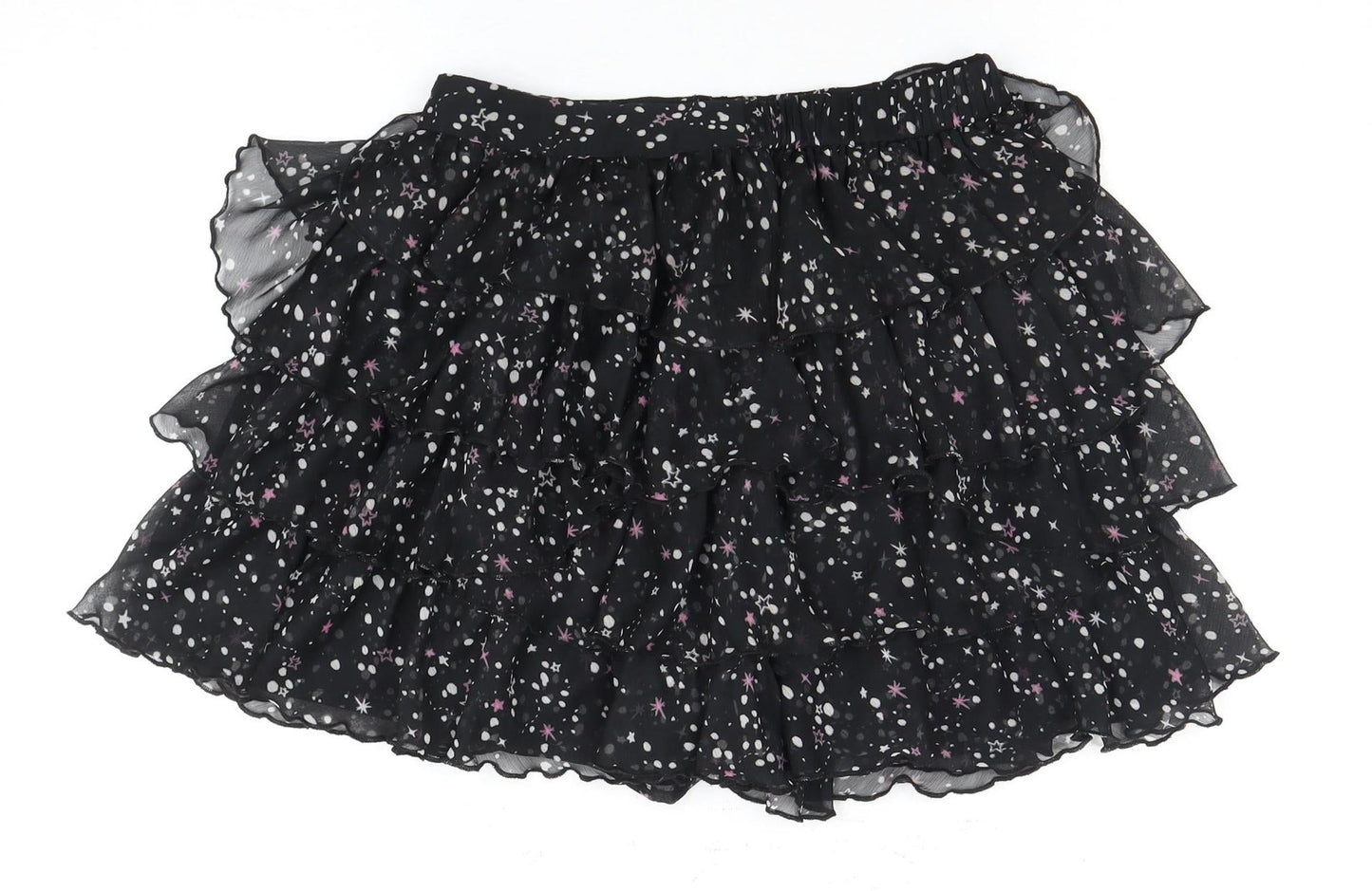 C&A Women's Black Layered Chiffon Skirt, Size 10