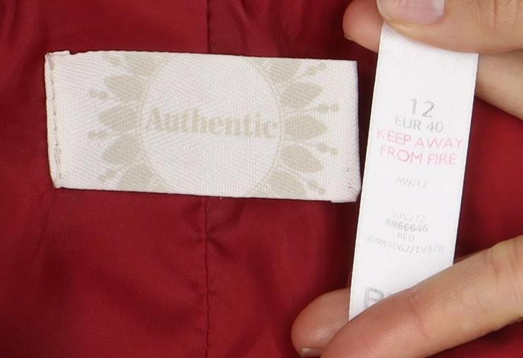 Authentic Women's Red Quilted Jacket Size 12