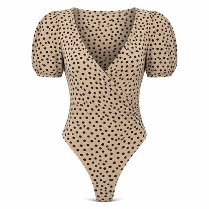 Quiz Clothing Women's Beige Polka Dot Bodysuit Size 12