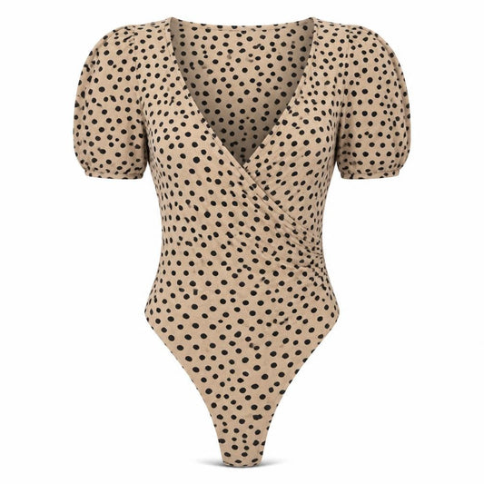 Quiz Clothing Women's Beige Polka Dot Bodysuit Size 12