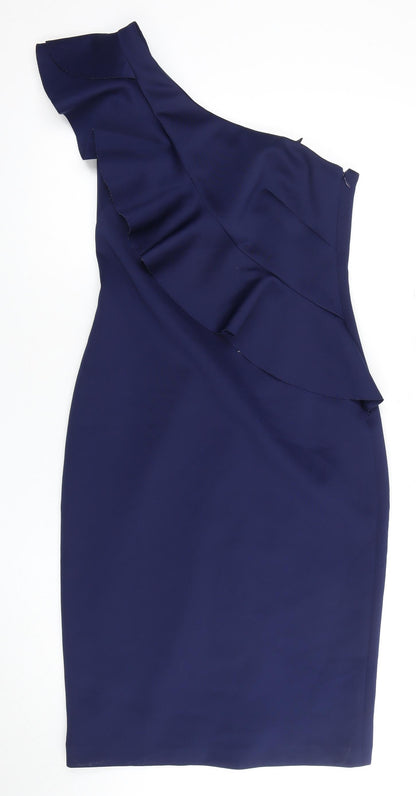 Eliza J Women's Blue Asymmetrical Sheath Dress Size 10