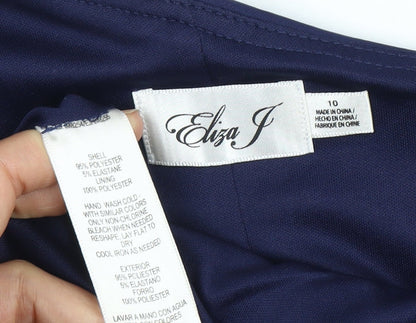Eliza J Women's Blue Asymmetrical Sheath Dress Size 10