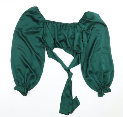 Zino Women's Green Balloon Sleeve Crop Top Size 10