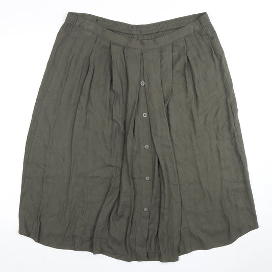 Marks and Spencer Women's Green Pleated Skirt Size 16