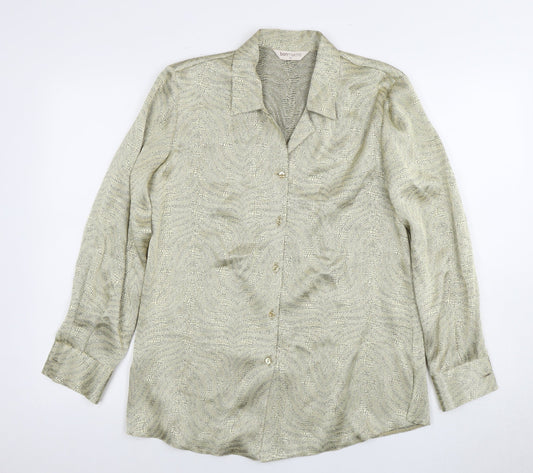 Womens UK Size 12 Bonmarché Silver Basic Button-Up