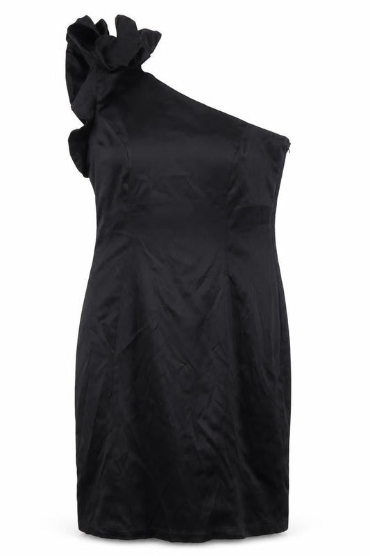 Front view of Red Herring Women's Black Asymmetrical Dress, size 12