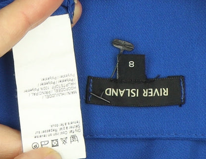 Womens UK Size 8 River Island Blue Basic Blouse