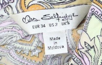 Miss Selfridge Women's Multicoloured Button-Up Paisley Shirt, Size 6