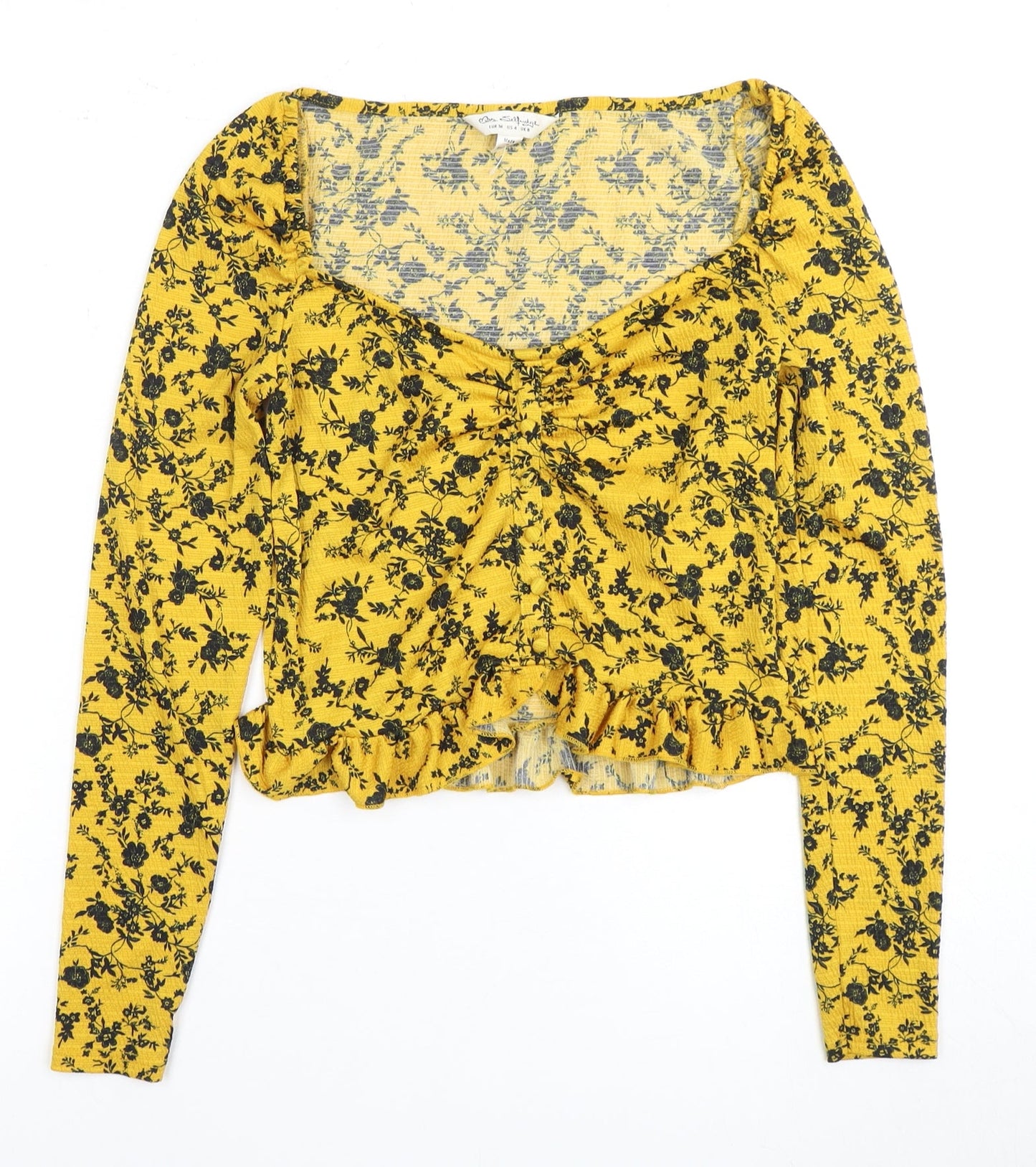 Womens UK Size 8 Free People Yellow Cropped Blouse