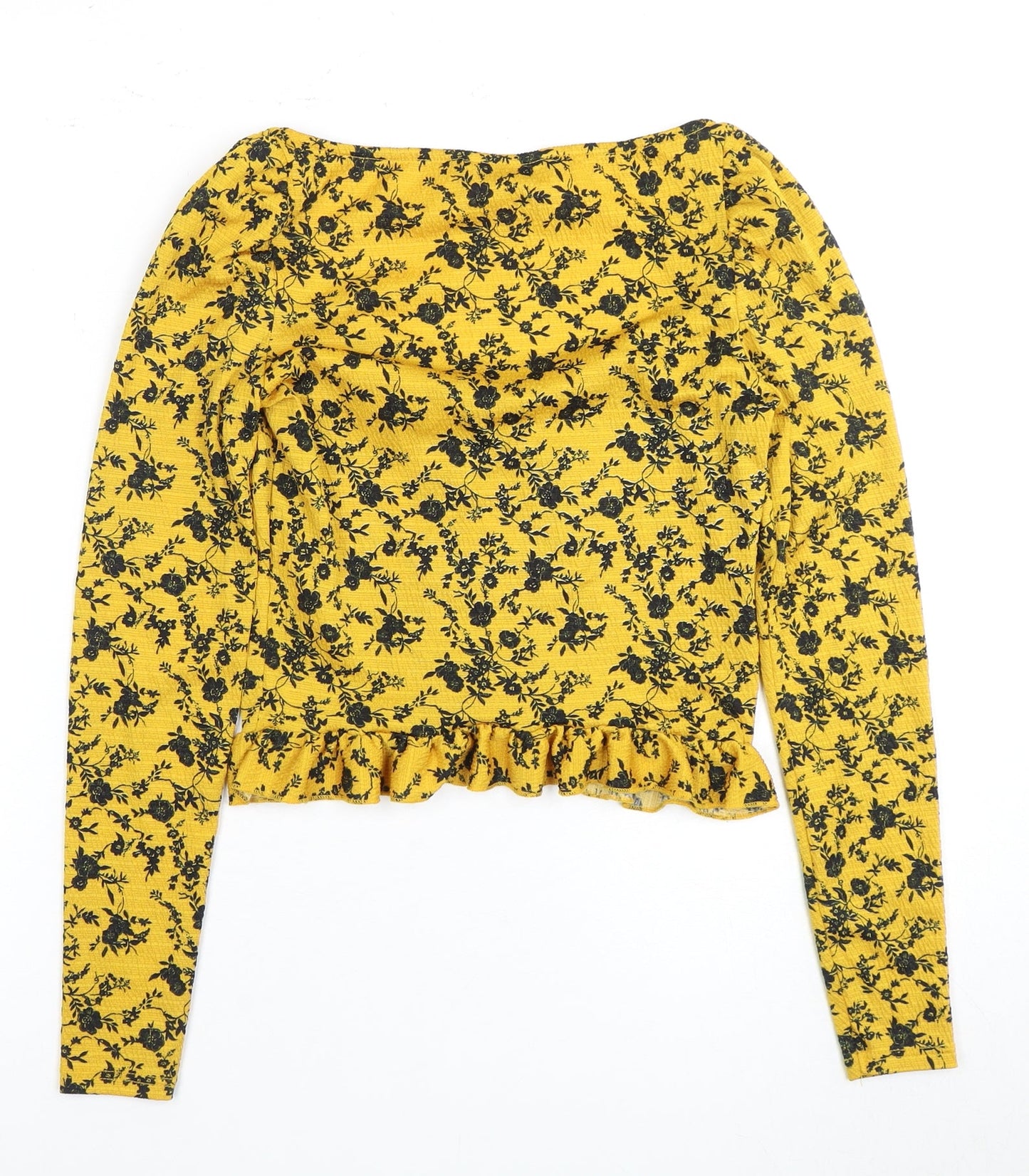 Womens UK Size 8 Free People Yellow Cropped Blouse