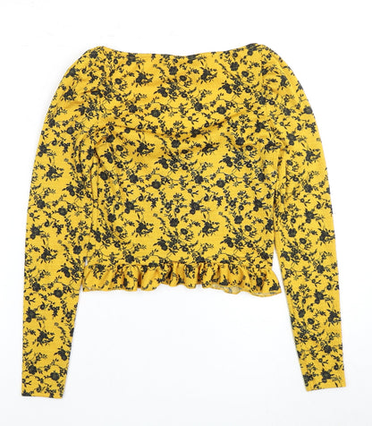 Womens UK Size 8 Free People Yellow Cropped Blouse
