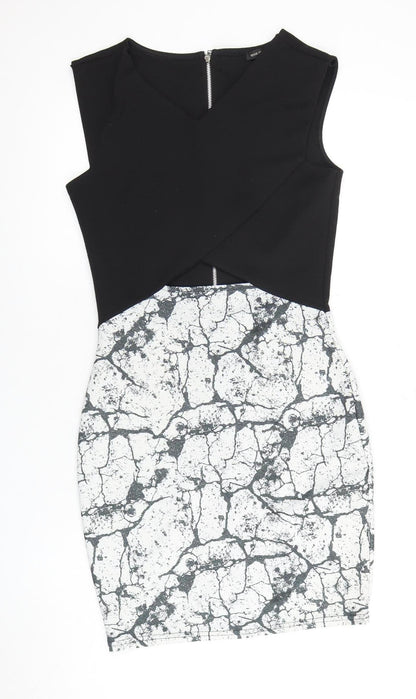 River Island Women’s Black & White Bodycon Dress Size 10