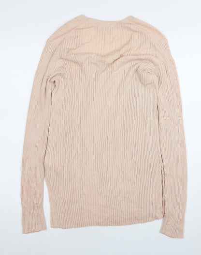 Another Stories Women's Beige V-Neck Knit Blouse M