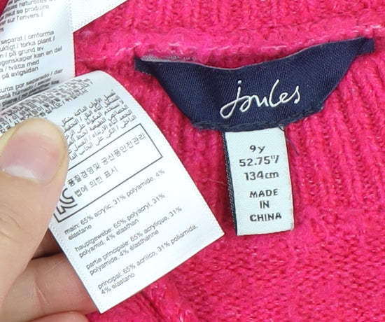 Joules Girls Pink Pullover Jumper, 9 Years, Crew Neck