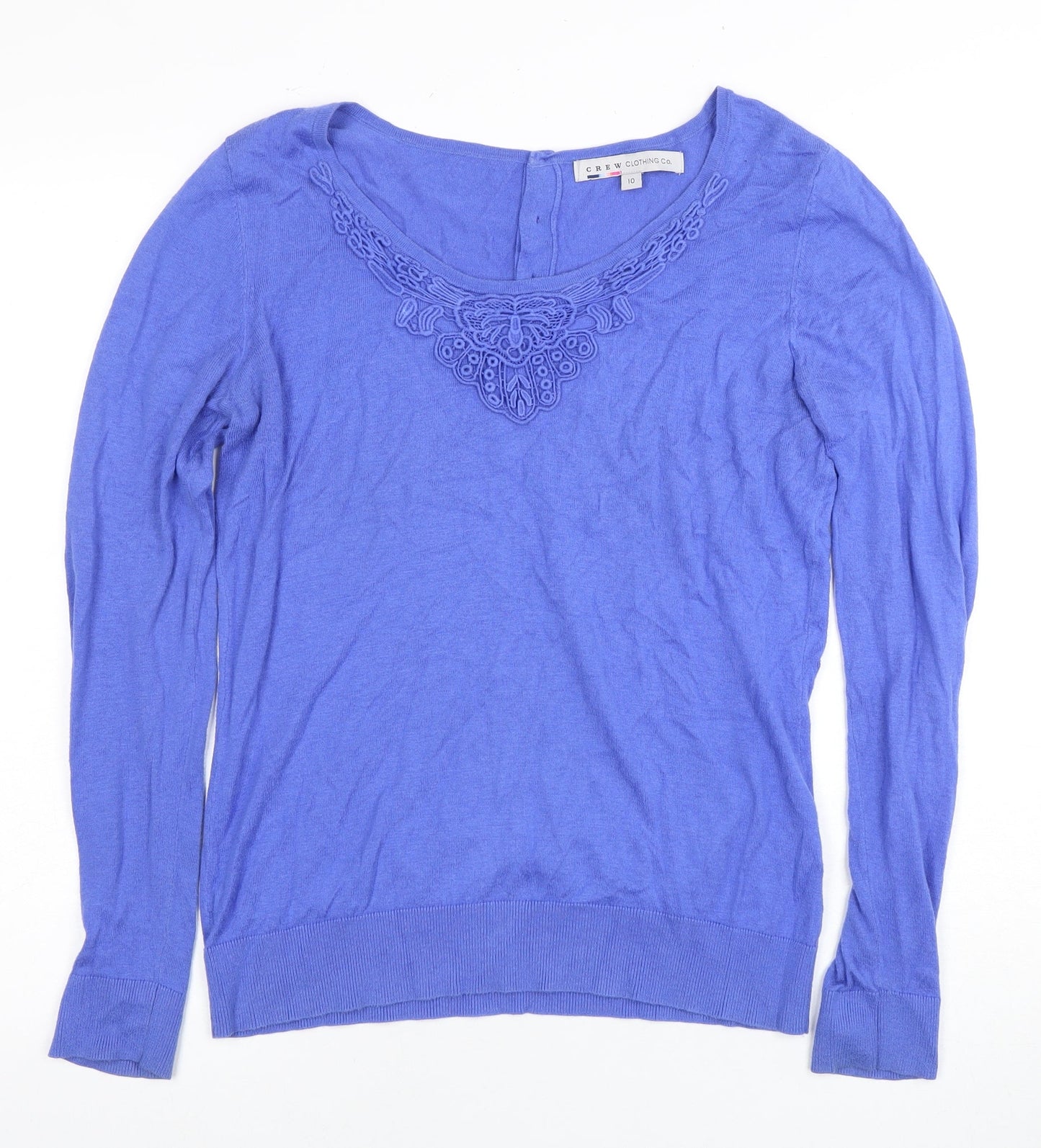 Crew Clothing Co. Women's Blue Henley Jumper Size 10