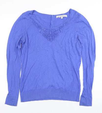 Crew Clothing Co. Women's Blue Henley Jumper Size 10