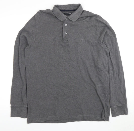 French Connection Men's Grey XL Long Sleeve Polo