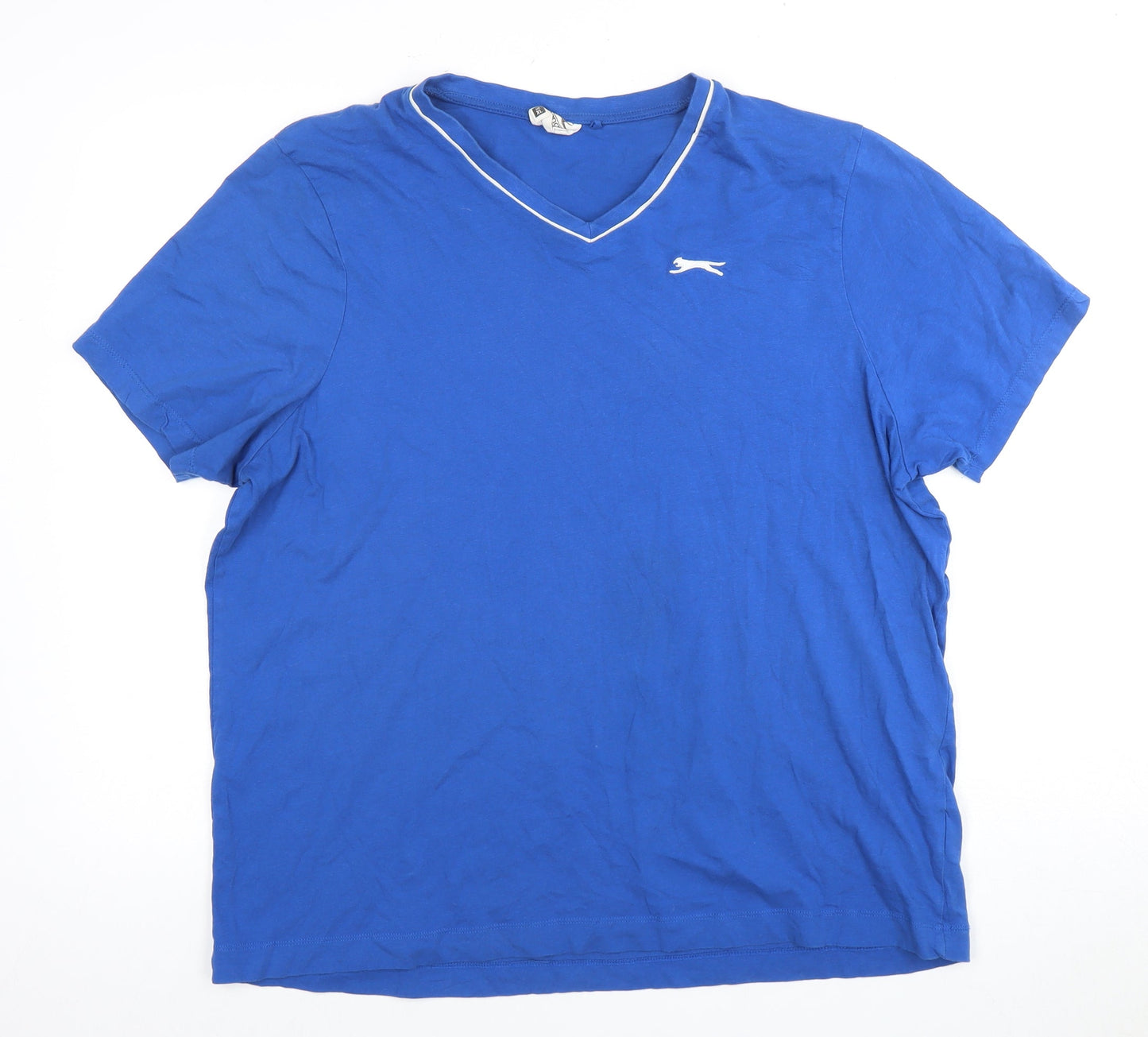 Slazenger Men's Blue V-Neck T-Shirt XL Logo